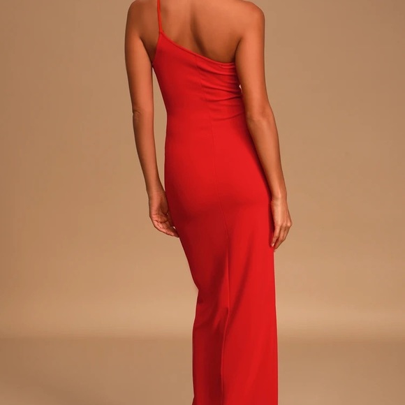 Sexy Sheath One Shoulder Red Prom Dresses Formal Summer Wedding Guest Dresses With Scarf Wedding Guest Outfit W0159